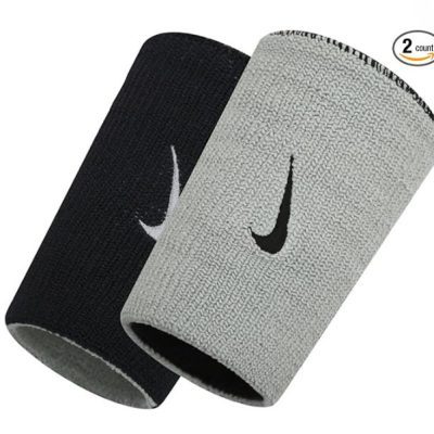 2 Pulseras de doble ancho marca Nike color gris y negro
